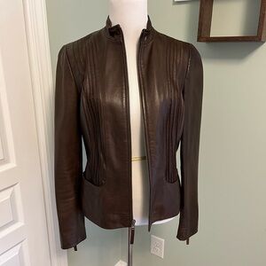 Antonio Melani Brown Leather Jacket Small Like New